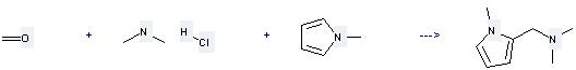 Dimethylamine HCl can react with 1-Methyl-pyrrole, Formaldehyde to get Dimethyl-(1-methyl-pyrrol-2-ylmethyl)-amine.